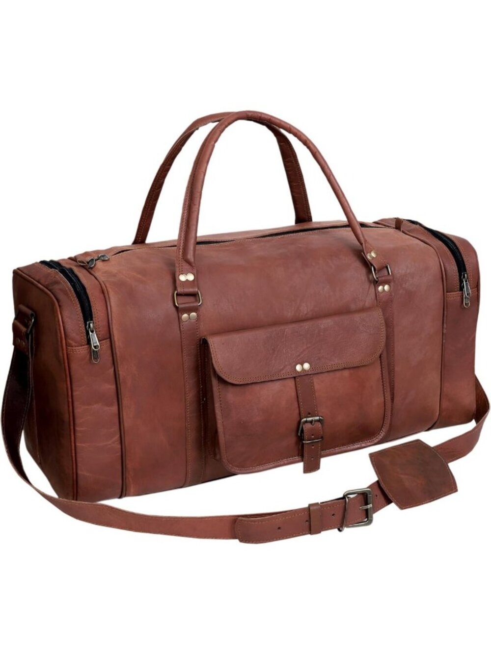 24-Inch Large Leather Travel Duffel Bag - Gym, Sports, Overnight Weekender
